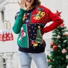 Women Christmas Sweater Cartoon Print O-Neck Long Sleeve Knitt Jumpers Tops Sweater Xmas Sweatshirt Winter Autumn