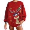 Christmas Sweater Women Autumn Winter O-neck Pullover Loose Long Sleeve Print Jumpers Warm Knit Sweatshirt Tops