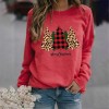 Women Christmas Tree Printed Casual O-Neck Sweater Pullover Long Sleeve Ladies Jumper Loose Tops