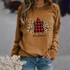 Women Christmas Tree Printed Casual O-Neck Sweater Pullover Long Sleeve Ladies Jumper Loose Tops