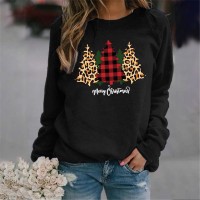 Women Christmas Tree Printed Casual O-Neck Sweater Pullover Long Sleeve Ladies Jumper Loose Tops