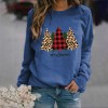 Women Christmas Tree Printed Casual O-Neck Sweater Pullover Long Sleeve Ladies Jumper Loose Tops