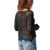 Fashion Women Hollow out Lace Sweater Elegant Long Sleeve Knit Pullover Top Ladies Boho Beach Knitwear