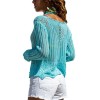 Fashion Women Hollow out Lace Sweater Elegant Long Sleeve Knit Pullover Top Ladies Boho Beach Knitwear