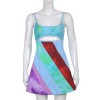 Women Sexy Cutout Colorful Mini Dress Spaghetti Strap Bodycon Sundress Vintage Summer Party A-line Dress