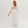 Women Spring Backless Sleeve Light Wedding Plus Size Dress Long Evening Dress Pure White Wedding Gown