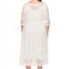 Women Round Neck Plus Size Evening Dress Luxury Midi Skirt Hollow Elegant Lace Dress