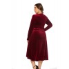 Woman Autumn Winter Plus Size Evening Dress Fashion High Waist Long Sleeves V-Neck Velvet Robe Party Oversize Clothing