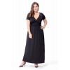 Women Short Sleeve V Neck Tight Waist Plus Size Maxi Evening Dress Spring Summer Long Party Dress