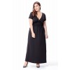 Women Short Sleeve V Neck Tight Waist Plus Size Maxi Evening Dress Spring Summer Long Party Dress