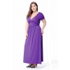 Women Short Sleeve V Neck Tight Waist Plus Size Maxi Evening Dress Spring Summer Long Party Dress