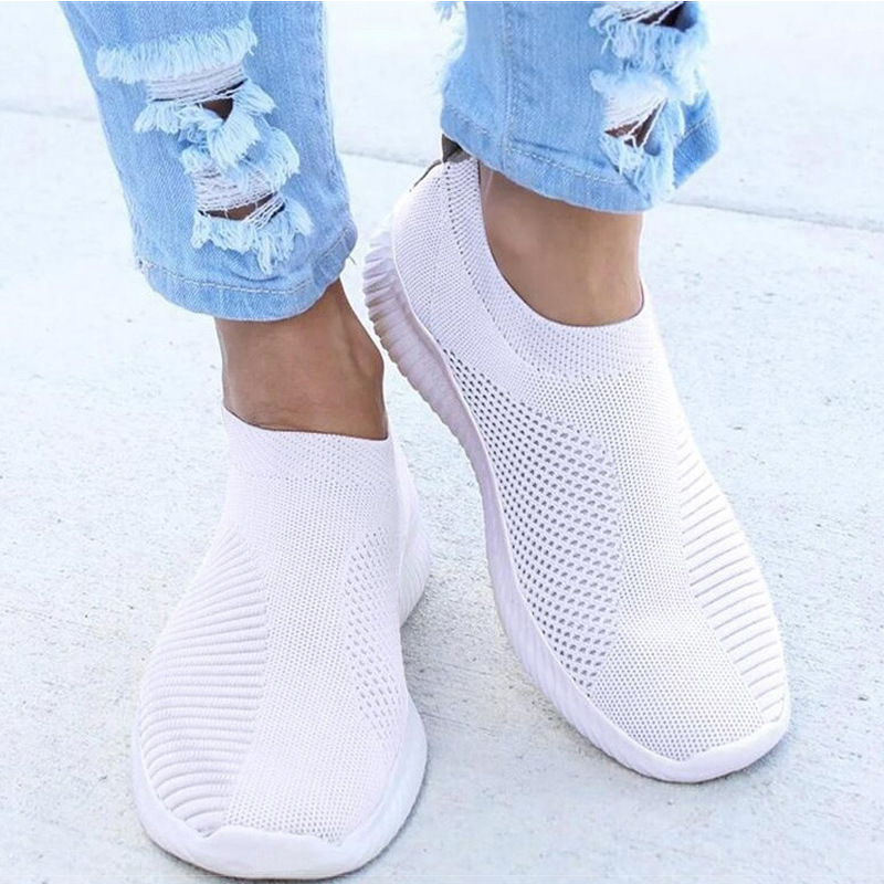 Women Vulcanized Shoes Flat Slip on Shoes Lightweight White Sneakers 2022 Summer Autumn Casual Chaussures