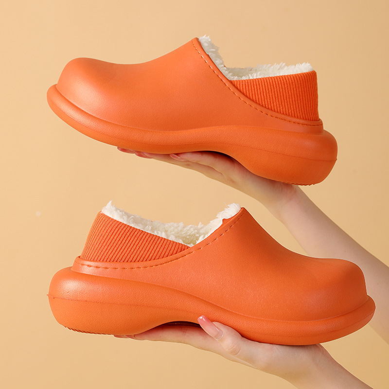 Women Winter Keep Warm Slippers Waterproof Designer Leather Slides Solid Footwear Household Female Sandals Outdoor Flat Woman