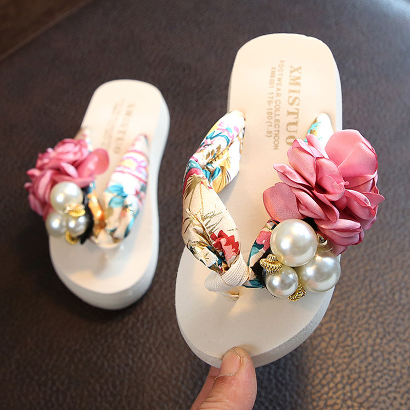 Women Pinch Sandals Female Flowers Slippers Summer New Non-Slip Children Flip-Flops Girls Fashion Beach Shoes