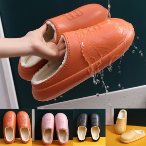 Women Waterproof Non-Slip Home Winter Warm Slippers Home Indoor Cotton Non-Slips Ladies Soft Slippers Memory Foam Couples Shoes