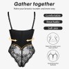 Women Underwear Body Shapers Sexy Shapewear BodysuitLace Open Crotch Lingerie V-collar with Bras