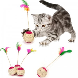 Cat Toy Sisal Scratching Ball Training Interactive Toy for Kitten Pet Cat Supplies Funny Play Feather Toy