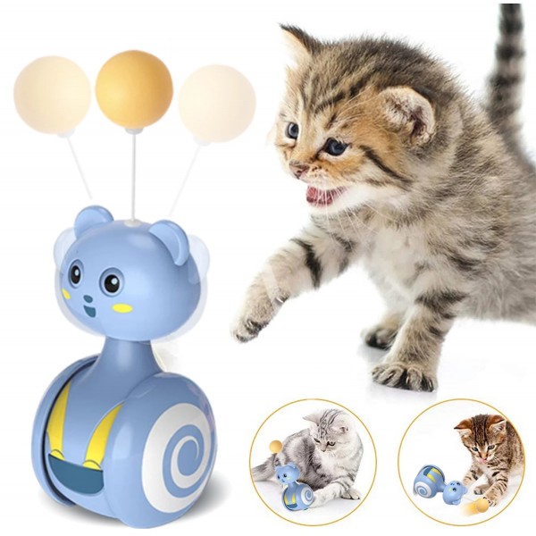 Automatic Cat Toy Tumbler Swing Toys for Cats Funny Balance Car Interactive Kitten Chasing Toy With Feather Ball