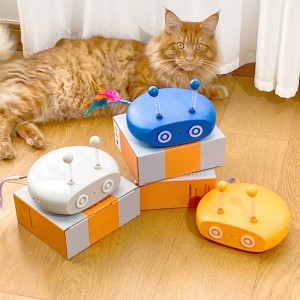 Electric Robot Cat Interactive Cat Toy Turntable Automatic Feather Teasing Stick Laser USB Charging Funny Cat Toys