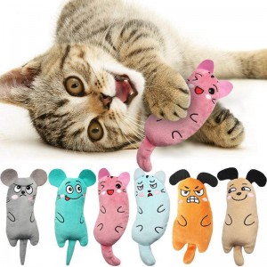 Cute Cat Toys Funny Interactive Plush Cat Toy Mini Teeth Grinding Catnip Toys Kitten Chewing Squeaky Toy