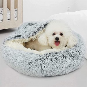 Winter Long Plush Pet Cat Bed Round Home Cushion Warm Luxury Cat Basket Sleep Bag Nest Kennel For Small Dog Cat's House