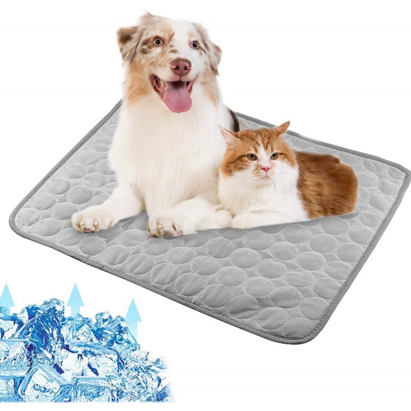 Dog Cat Mat Bed Self Cooling Non Toxic Pad Pet Ice Washable Silk Fabric Soft Summer Sleeping