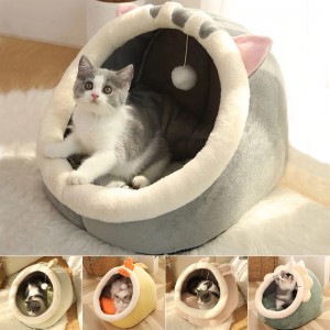 Sweet Cats Bed Warm Pet Basket Cozy Kitten Lounger Cushion Cat House Tent Soft Small Dog Mat Bag